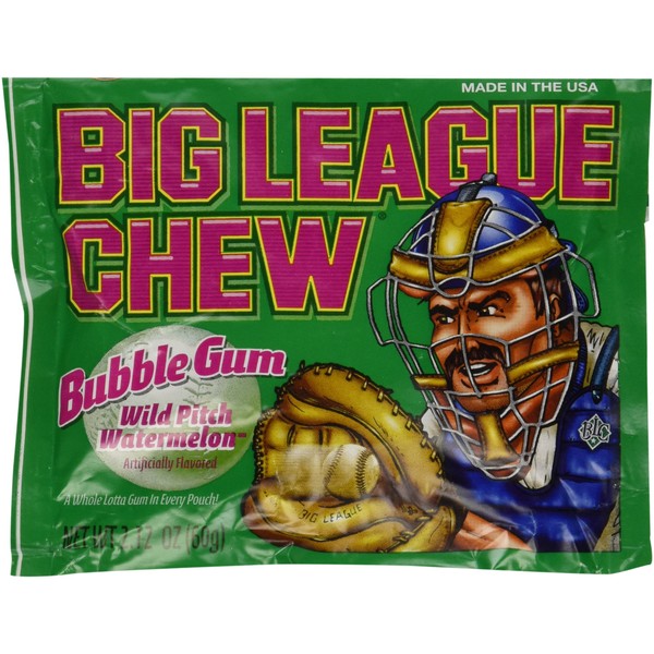 Big League Chew, Wild Pitch Watermelon Bubble Gum, 2.12-Ounce Pouches (Pack of 12)