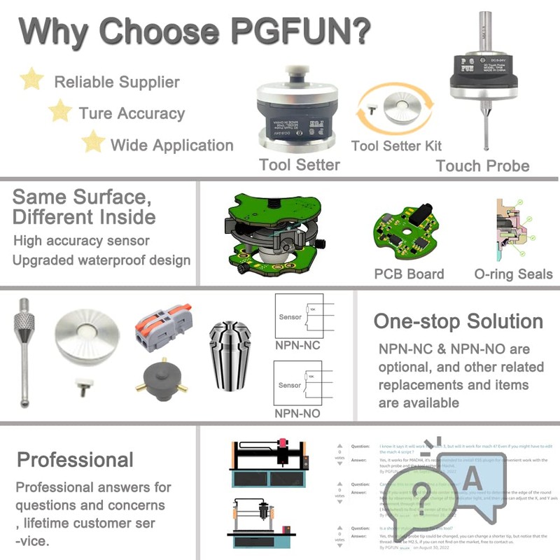 PGFUN DIY CNC Touch Probe XYZ Axis 3D Digitizing Edge