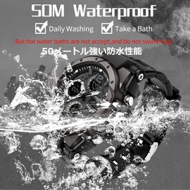 findtime Men's Digital Wristwatch, Digiana, Headwatch, Waterproof, Military Watch, Stopwatch, Sports, Dual Time, Stylish, Alarm, LED, Alarm Clock, Japanese Instruction Manual Included, Black, Silver,