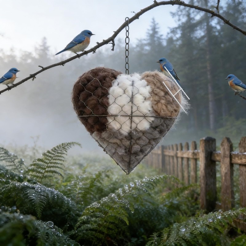 LUOBEIYAOHL Handmade Fiber Bird Nesting Heart Build Birdhouse Wool Material