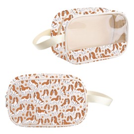 VAMSII Cavalier King Charles Spaniel Lover Gift Cavalier King Charles Spaniel Mom Clear Makeup Bag Cavalier King Charles Spaniel Owner Travel Gift Toiletry Bag (Cavalier King TB)