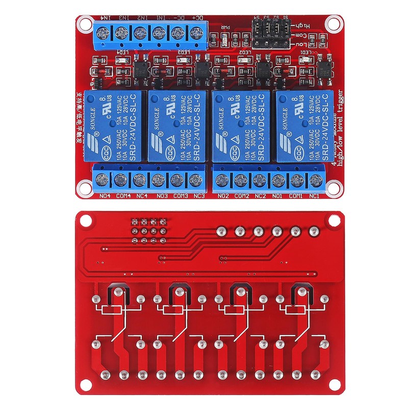 DWEII 4pack 4 Channel 24V Relay Module with Optocoupler High