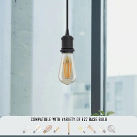 LEDSone Green Brass Vintage Metal Ceiling Pendant Light Fitting, Army Green Round Braided Flex 1m Cable, E27 Lamp Holder Suspended Pendant Light Fitting Kit