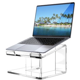 FUCDTEFC Acrylic Laptop Stand for Desk, Laptop Riser Tray for 10-15.6 Inch Laptops, Ergonomic Laptop Holder, Computer Stand for Laptop Compatible with Macbooks and Notebooks- Clear