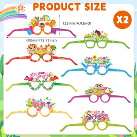 HOWAF 30pcs Hello Spring Photo Booth Props Paper Eyeglasses, Spring Flower Eyewear for Spring Party Decorations Supplies, Welcome Spring Butterfly Glasses Fame for Kids Birthday Favors