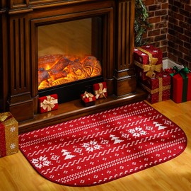 Ceenna Christmas Fireplace Hearth Rug 24 x 36 Inch Fireplace Mats Christmas Fireproof Fireplace Rug Fire Resistant Rugs for Fireplace Wood Stove Floor Protector Kitchen Cabin Indoor