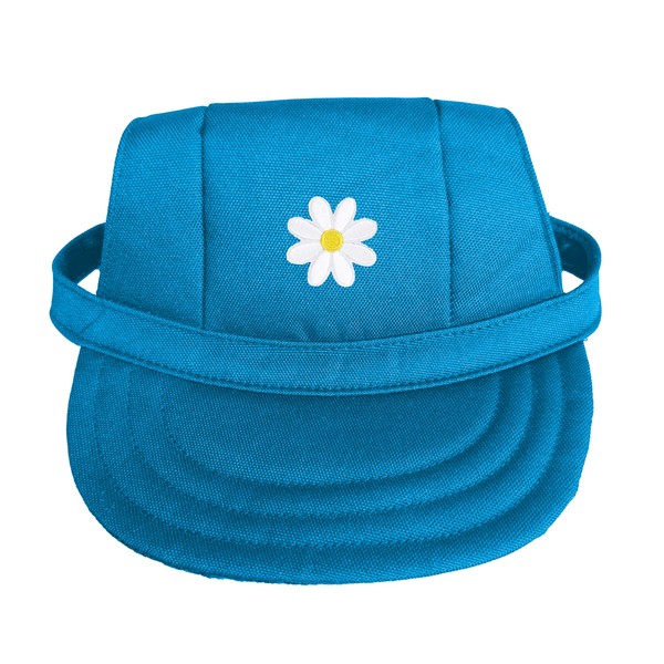 White Daisy Dog Hat Cap Sun Visor | Adjustable Neck