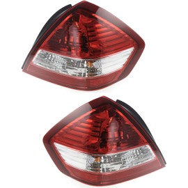 Evan-Fischer Tail Light Assembly Compatible with 2007-2011 Nissan Versa Halogen Clear & Red Lens Set of 2 Passenger and Driver Side