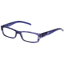 Calabria 757 Designer Crystal Striped Reading Glasses +1.50 Huckleberry Purple Women Trendy Vibrant Readers Eyeglass w/Case