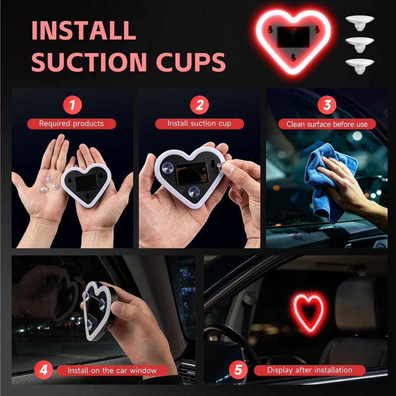 DICIMITH Solar Power Heart Light for Car, 1PCS