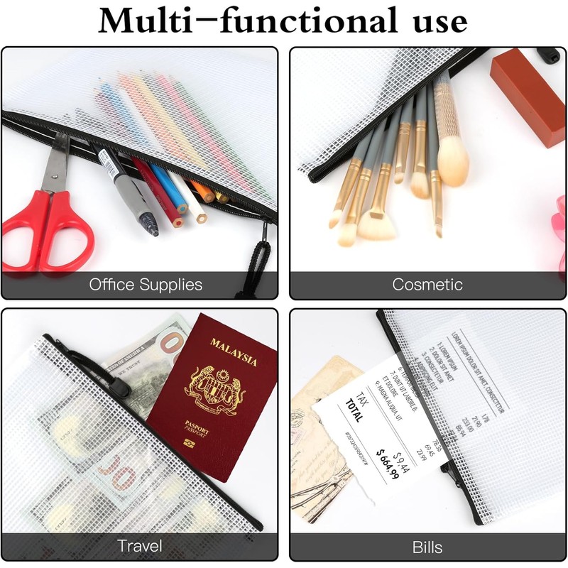 20-Piece Plastic Wallets Zip Lock Folders, Waterproof Zipper Document Pouch