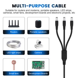 USB A to DC 5.5mm x 2.1mm Power Cable 3 in 1 USB to 5V DC Charger Cord for Routers, Portable Speakers, LED Strips, Security Cameras, and Development Boards - 4.9ft