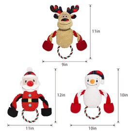 ISKIHO Christmas Dog Toys Dog Squeaky Toy,Santa,Reindeer and Snowman Dog Chew Toys,Stuffed Animals Puppy Toys,Interactive Durable Dog Chew Toys (1 PCS)