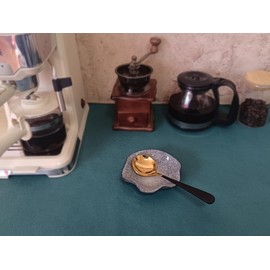 Coffee Spoon Rest for Coffee Bar Accessories, Small Spoon Rest for Coffee Station, Flower Ceramic Tea Spoon Rest Tea Spoon Holder Teaspoon Rest, 1 PC (Retro, Volcanic Ash)