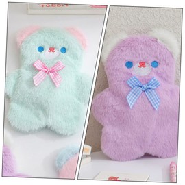 jojofuny 2Pcs Plush Pencil Case Cute Bear Design Pencil Pouch for Students Capacity Zipper Pen Bag Compact and Lightweight Stationery Storage Green Purple