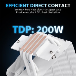 darkFlash Z4Pro Mist CPU Cooler, 120mm Single-Tower, TDP 200W, 4×Ф6mm Heatpipes, ARGB PWM PC Fans, CPU Air Cooler Compatible with Intel LGA115x/12xx/17xx; AMD AM4/AM5, 155mm in Height(White)