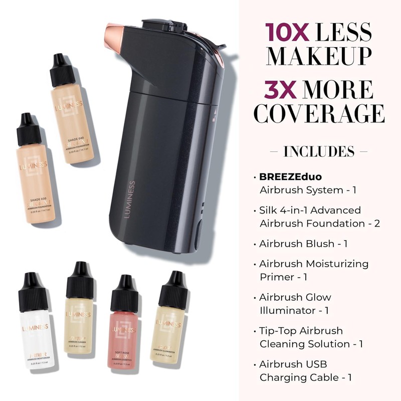 Luminess BREEZE DUO Airbrush Makeup System, Medium Coverage – 9-Piece