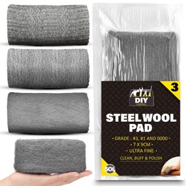 3 Meters Steel Wire Wool Grade 0000,1,3 | 3 x 1 Meter Steel Wool Mice Wire Wool Mice for Cleaning & Closing Small Holes Fine Wire Wool for Metal Steel Wool for Rodent Control Wire Wool for Wood