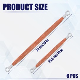 6PCS Universal Braided Ground Straps, Automotive Copper Ground Strap Ground Cable Strap Car Ground Strip Ground Wire Straps Ground Strap Connectors for Most Car (Copper)