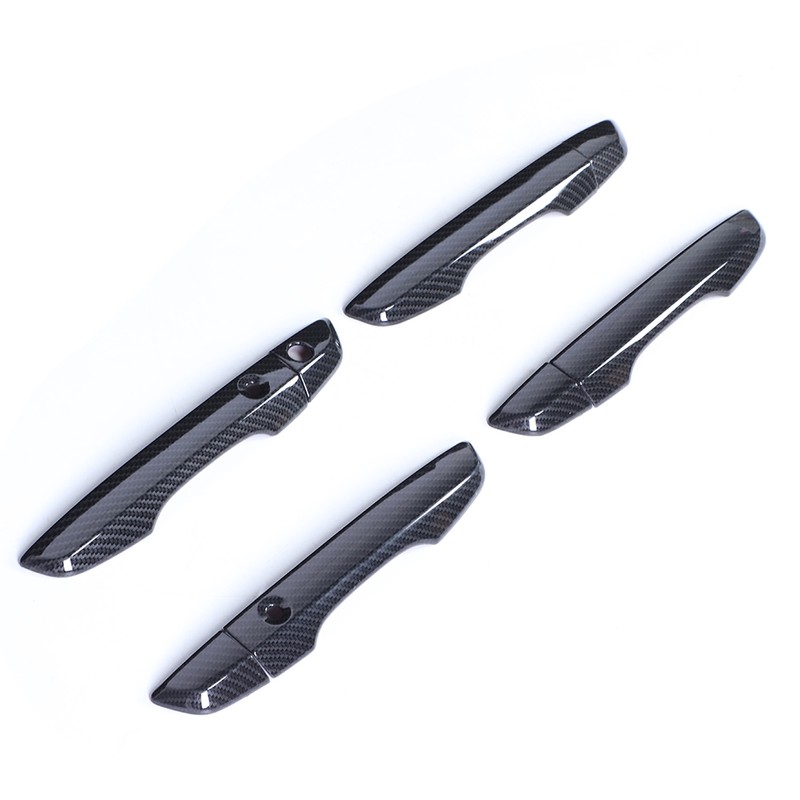 8pcs Smart Exterior Door Handle Cover Trim Carbon Fiber Style