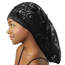Shower Cap for Women Donna Shower Caps for Women Reusable Waterproof Travel Accessories for Women Spa Braid BLACK