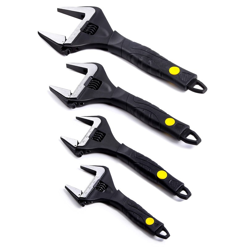Sharp-tec Adjustable Spanner Set, Wide Jaw Opening Adjustable Wrench, Heavy-Duty