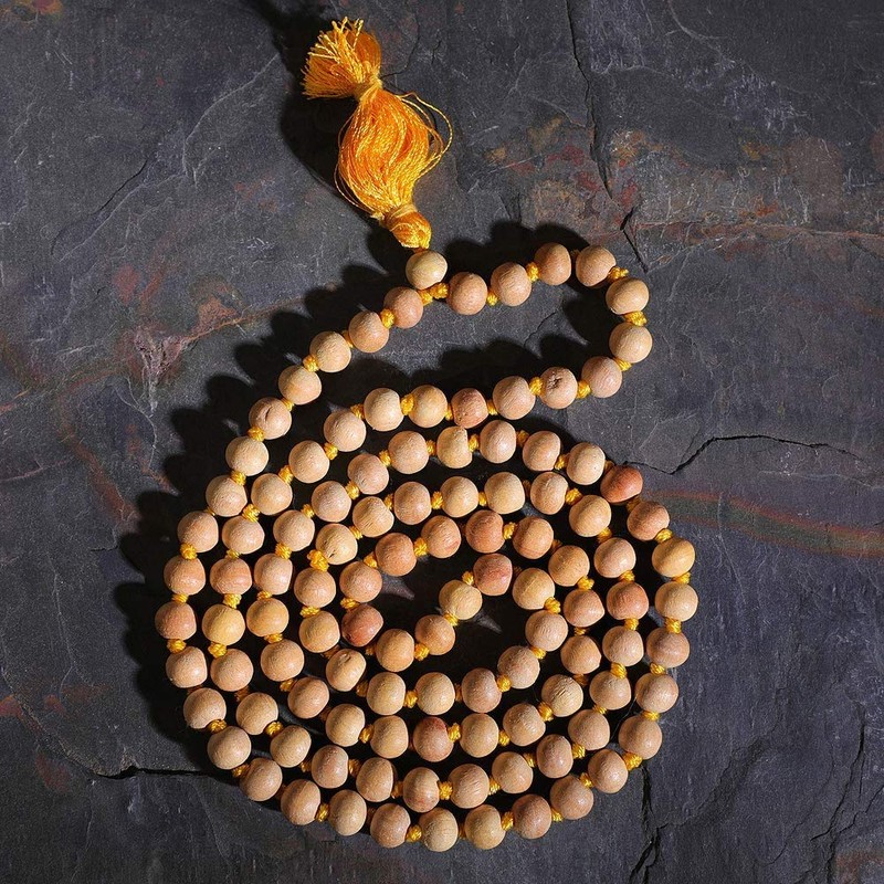 HealthAndYoga(TM) NatureSooth Mala Beads - Superior Grade Tulsi Wood