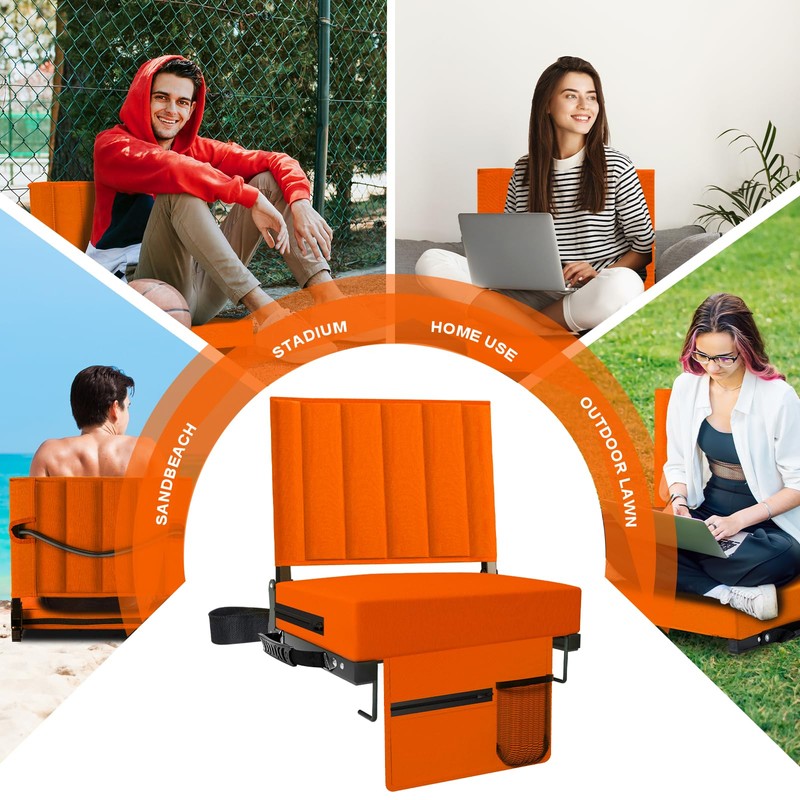Aliphon Stadium Seat for Bleachers with Back Support and Cushion,