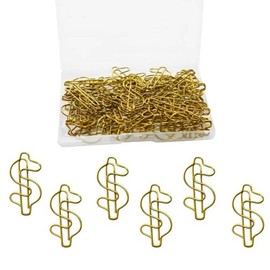 50PCS Creative Golden Dollar Sign Paper Clips Bookmarks, Cute Shaped Paper Clips, Metal Paperclips, School and Personal Material Organization.