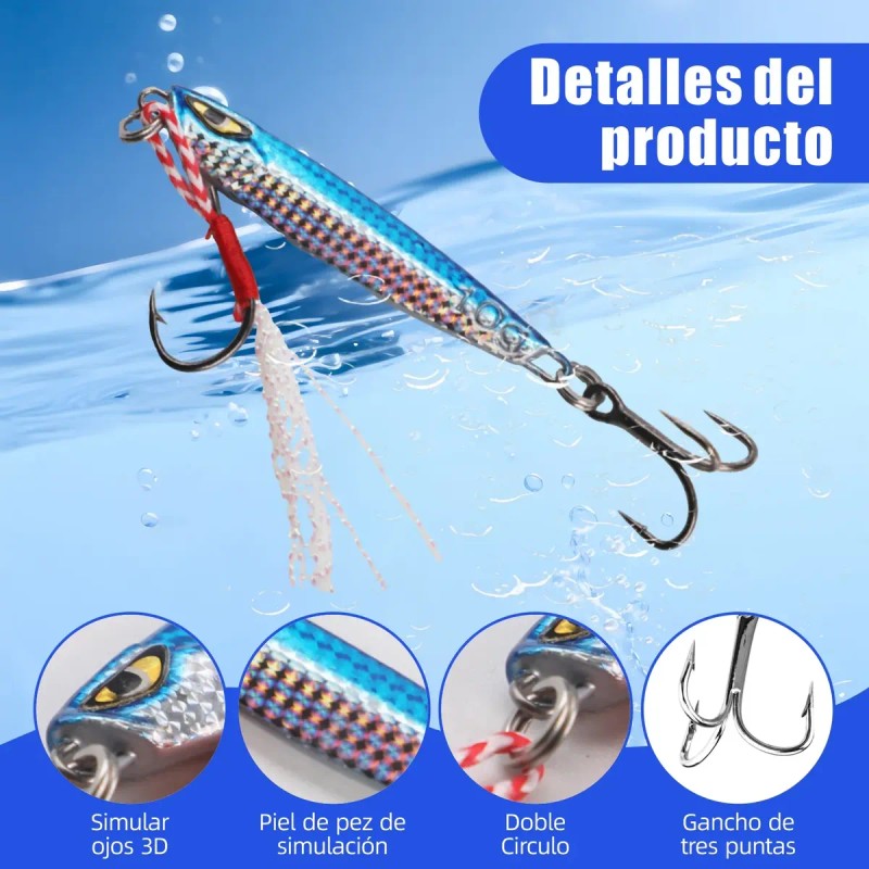 6 Señuelos Popper De 40 G Kit Pesca Superficial Mar