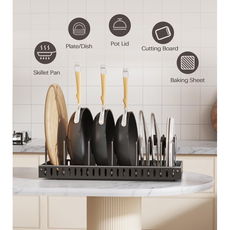 Pull Out Pots and Pans Organizer Under Cabinet, Sliding Lid