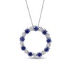 Hdiamonds Sterling Silver Diamond and Created Blue Sapphire Circle Necklace
