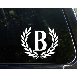 Sweet Tea Decals Letter B, Medium Size, Decorative Monogram - 6-3/4" x 5-3-/4"- Vinyl Die Cut Decal/Bumper Sticker for Windows, Trucks, Cars, Laptops, Mailboxes, Lockers, Glasses. Mugs, Etc.