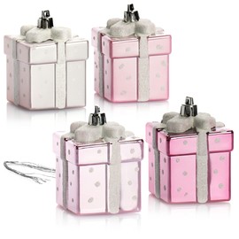 com-four® 4 x Christmas Tree Pendant Gift – Christmas Bauble Gift Box – Christmas Tree Decoration in Gift Shape for Christmas Tree Decoration – Shatterproof Tree Decoration