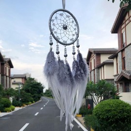 Dream Catcher with Feather, 1 Count Car Hanging Decoration, Hanging Decor For Home, Indoor - Color: Gray, Specification: one-size