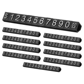 sourcing map 10 Set Price Display Cube, Adjustable Price Tag Stand Removable Mini Tag Number Letter Price Dollar Block Kit for Jewelry Retail Shop Price Signs (Black/Silver, 3.1" Length)