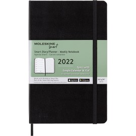 Moleskine - Smart Diary 12 Months, Electronic Portable Planner 2022, Weekly Digital Planner, Weekly Planner Organiser, Hard Cover, Size Large 13 x 21, 176 Pages, Colour Black
