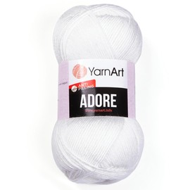 1 hilo de madeja Art Adore, hilo antibolitas, 100% acrílico antibolitas, 100 g (3.5 oz), 280 m (306 yd), 3 : Light-DK, blanco - 330
