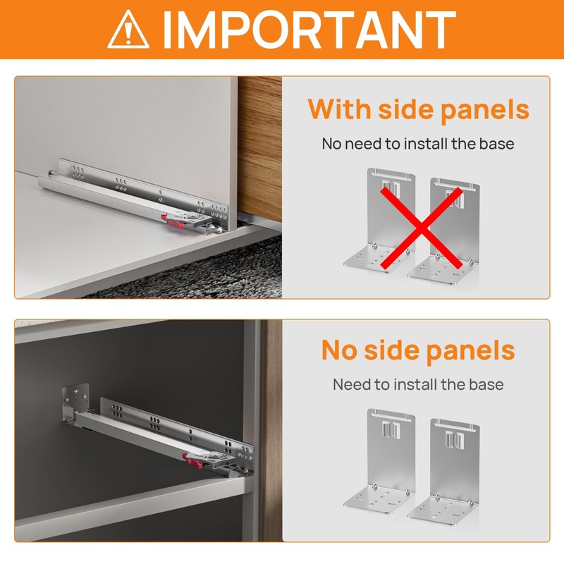 SIGOEI 15 Inch Bottom Mount Soft Close Drawer Slides Full