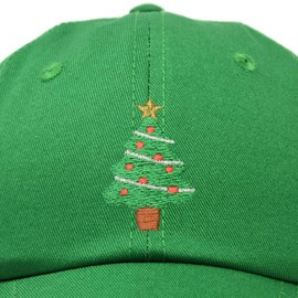 DALIX Xmas Holidays Christmas Tree Ball Cap Embroidered Hat Kelly Green