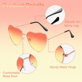 2 Pairs Heart Sunglasses Hippie Sunglasses Retro 60s 70s Heart Shape Sunglasses for Women Men Hippie Glasses Heart Sunglasses Heart Glasses for Carnival Theme Party Festivals Masquerade
