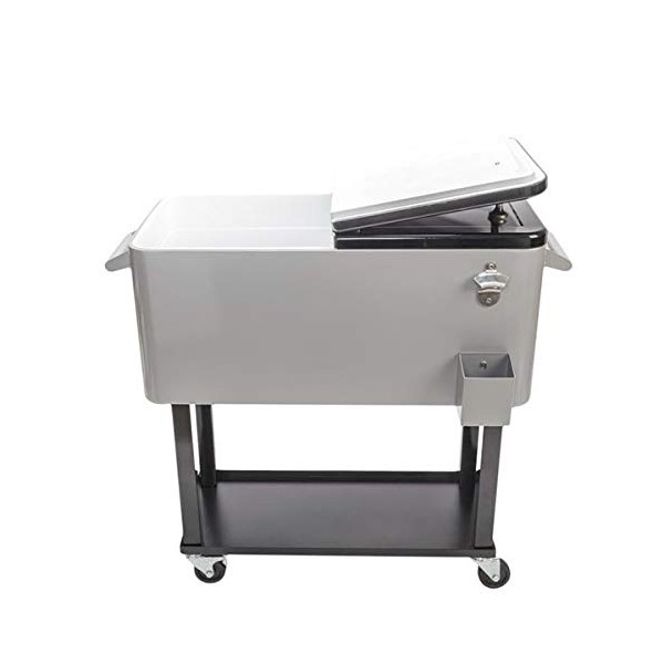 80 QT Rolling Cooling Bins Ice Chest on Wheels with