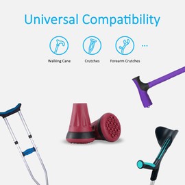 Rehand Cane Tips, Colorful All Terrain Tip for Cane & Crutch, 3/4 Inch Cane Tips Heavy Duty, 3/4'' Rubber Replacement Foot Pad, Walking Cane Tips and Crutch Tips(Pack of 2)