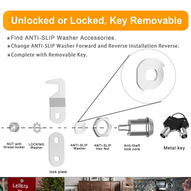 BOZXYE 1 Pack Toolbox Locks with Keys, Hook Cam, 1-1/8"