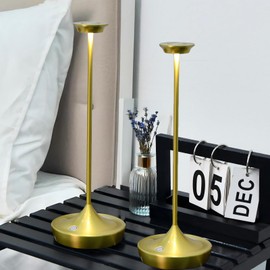 JALVDE LED Cordless Lamp Rechargeable - 6000mAh Battery Powered Table Light 3 Color Touch Dimmable with Memory Function Portable Outdoor Desk Lamps for Patio Dining Restaurant (2Pack Gold)