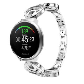 Ceston Quick Release Smartwatch Band for Polar Ignite, Crystal Rhinestone Diamond Jewelled Stainless Replacement Band for Polar Ignite 2019 (Silver)