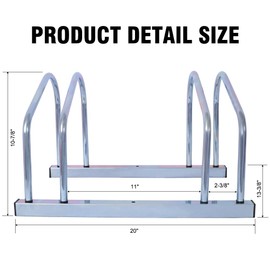 2 Bikes Floor Bike Stand, Bike Floor Rack, Bike Floor Parking Bicycle Parking Rack, Garage Bike Floor Stand Storage Organizer for Mountain Bike/Road Bike Fit 22-28" Wheel Stand Tire Width 2.15" Silver