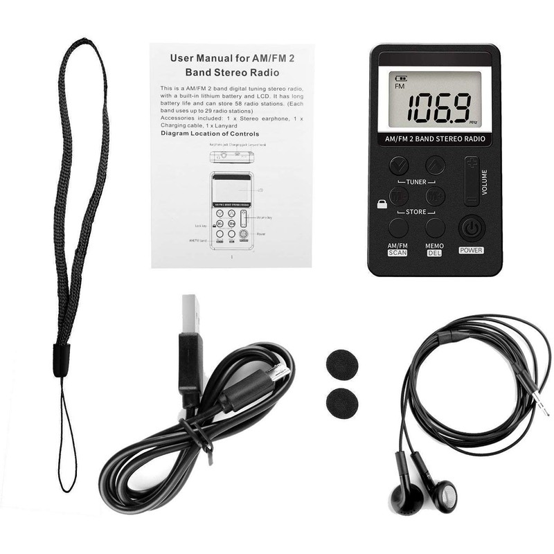 Personal AM/FM Pocket Radio Portable VR-robot, Mini Digital Tuning Radio,