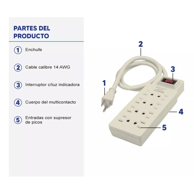 Voltech Supresor Picos 8 Entradas 110 J Indicador Voltech 47187