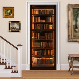 BVBOX 3D Door Decals Stickers Peel Stick Wall Murals Vinyl Wallpaper Self-Adhesive Mural Door Covers Decorative for Furniture Home Decor Wrinkle-Resistant Waterproof